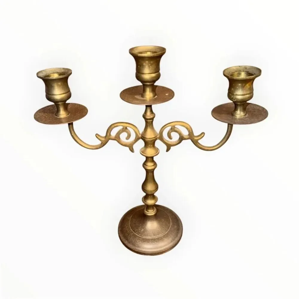 Triple brass candelabra
